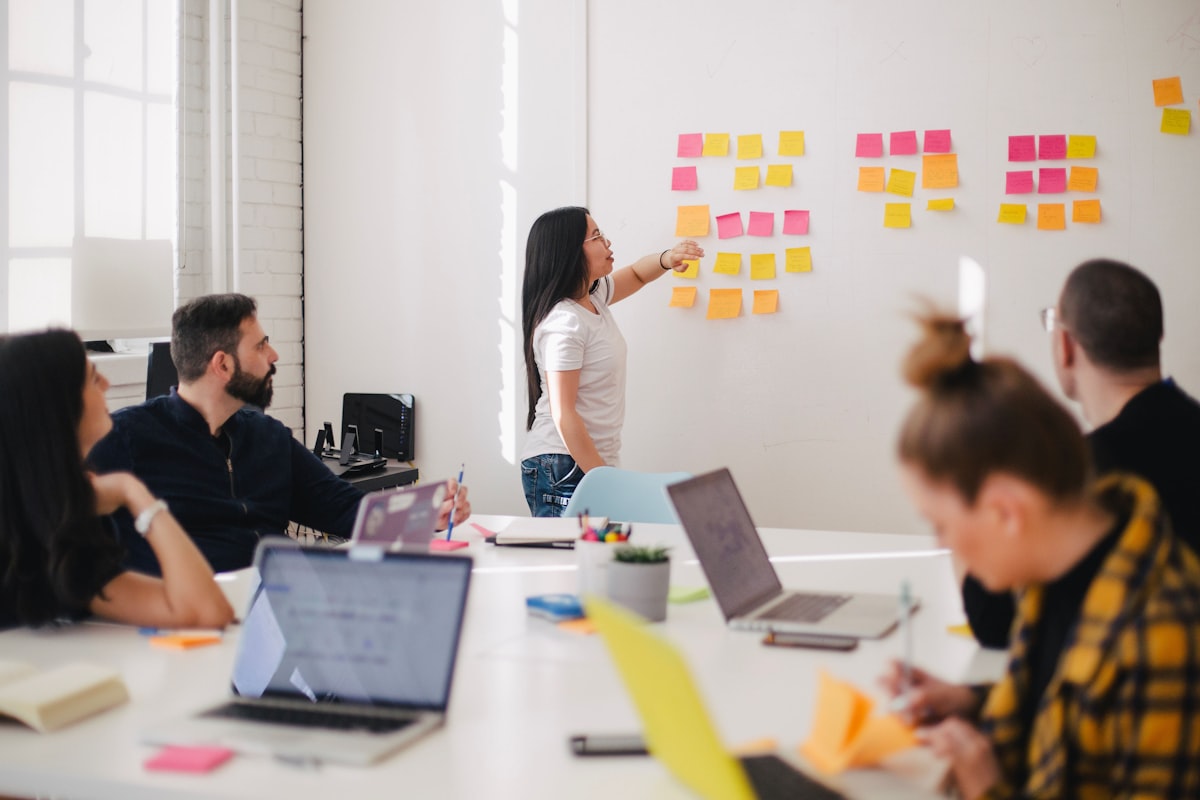 Team collaborating during a design sprint